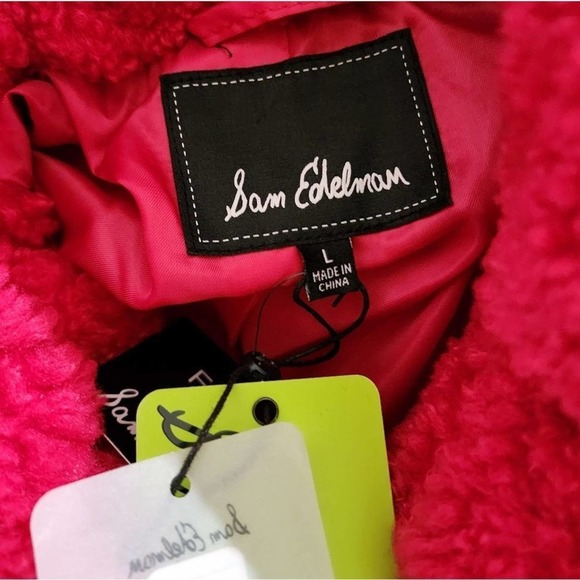 Sam Edelman pink faux fur fuzzy fleece‎ pink teddy jacket Size large new!!! - Picture 12 of 16